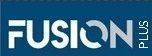 FUSION PLUS logo in white and cyan on a dark blue background