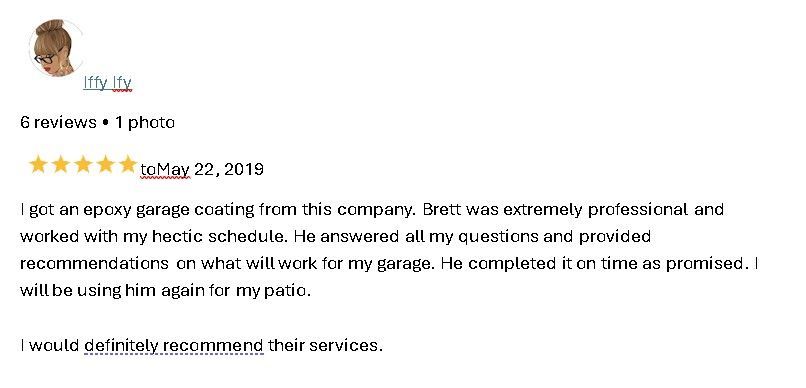 5-star customer review praising electrician for professional, prompt plumbing work and honest recommendations