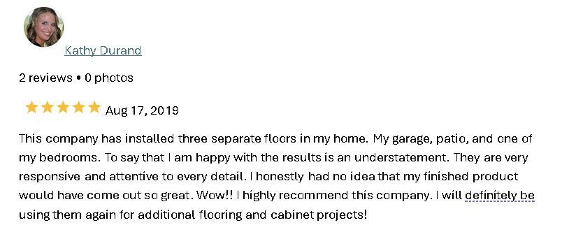 Screenshot of a 5-star review praising a local company for a flawless move and great service