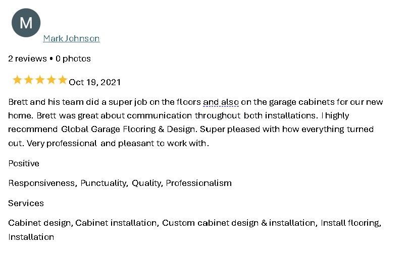 Google review screenshot with 5-star rating and text praising a moving company’s responsiveness and professionalism