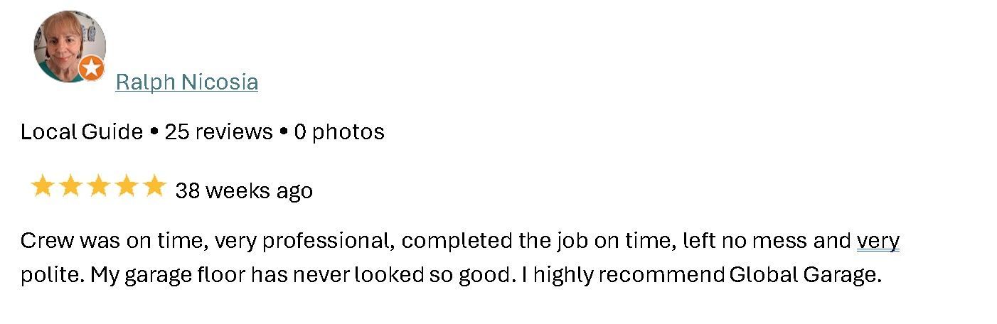 Screenshot of a social media post with a small profile photo, text, and a 5-star rating line.