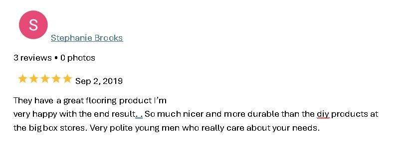 Positive product review with 5-star rating and handwritten text about a great product.