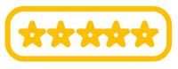 Five yellow stars inside a rounded yellow border, resembling a rating badge