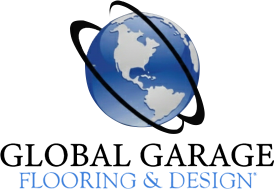 Global Garage Flooring & Design logo with blue globe and black rings