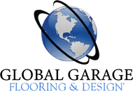 Global Garage Flooring & Design logo with blue globe and black rings