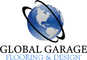 Global Garage Flooring & Design logo with blue globe and black rings