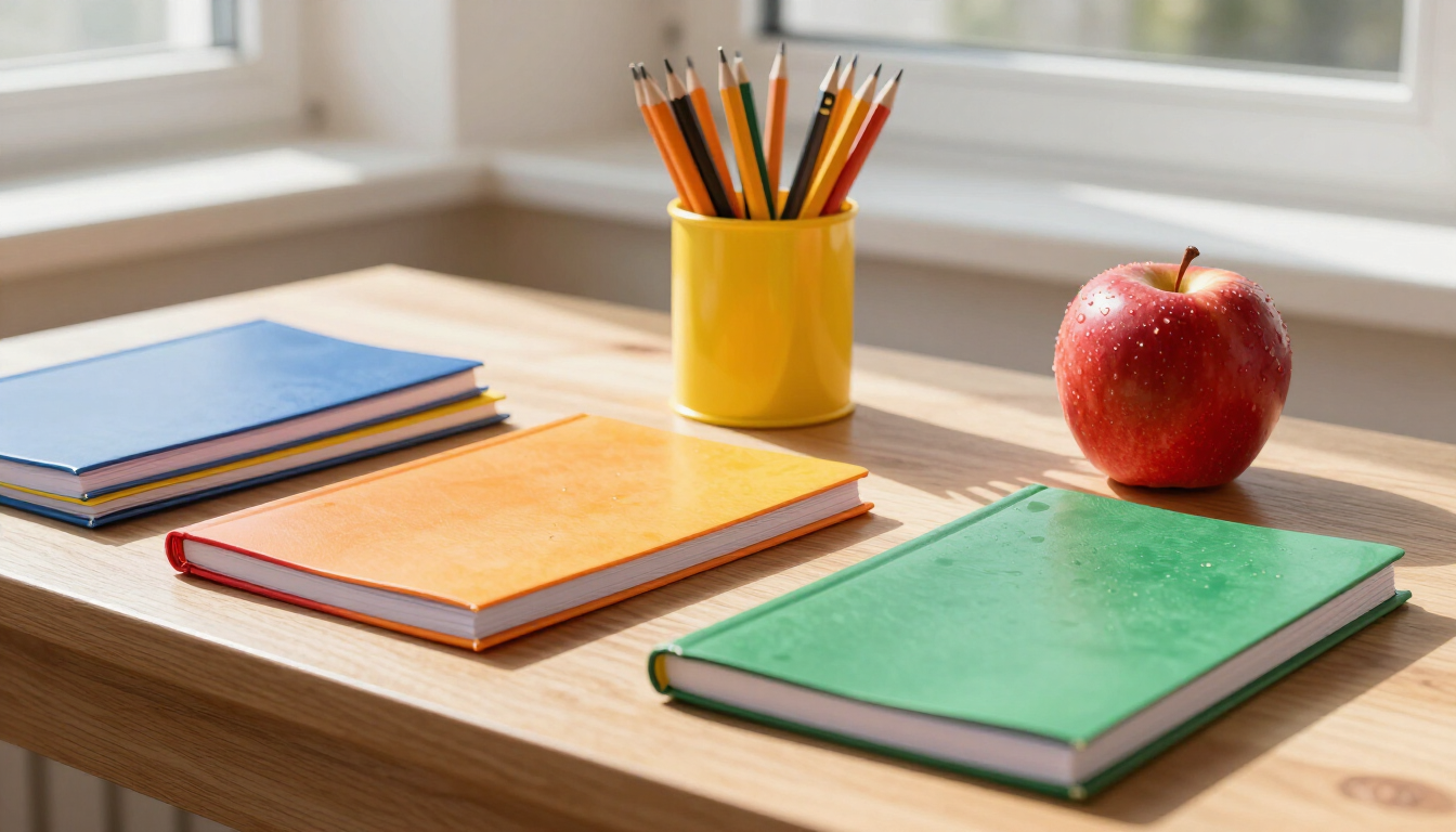 Desk with school supplies for back to school success