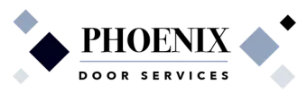 A logo for Phoenix Door Services is shown on a white background