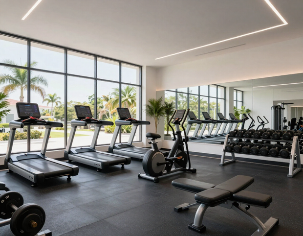 5000 square foot fitness center at Gatherpoint in Ave Maria FL with modern equipment