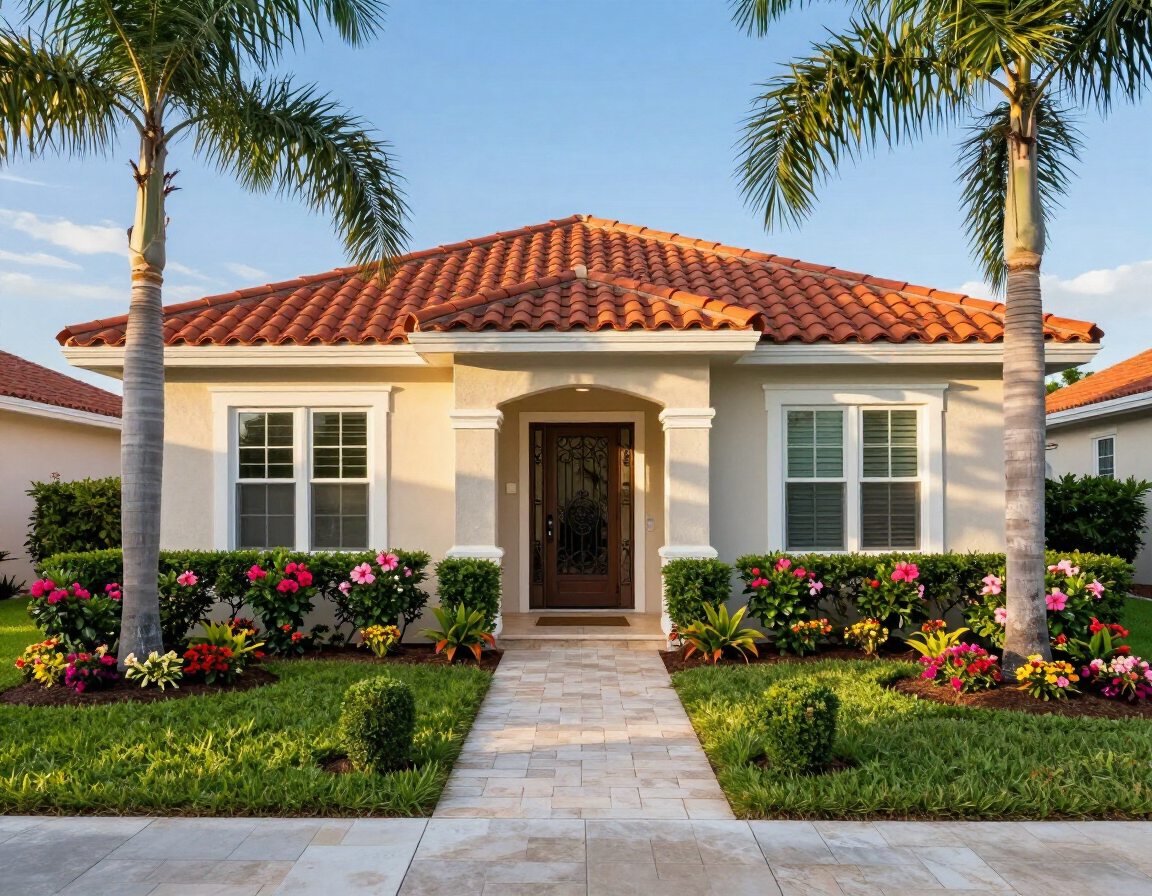 Vista Collection attached villa exterior in Gatherpoint, Ave Maria FL