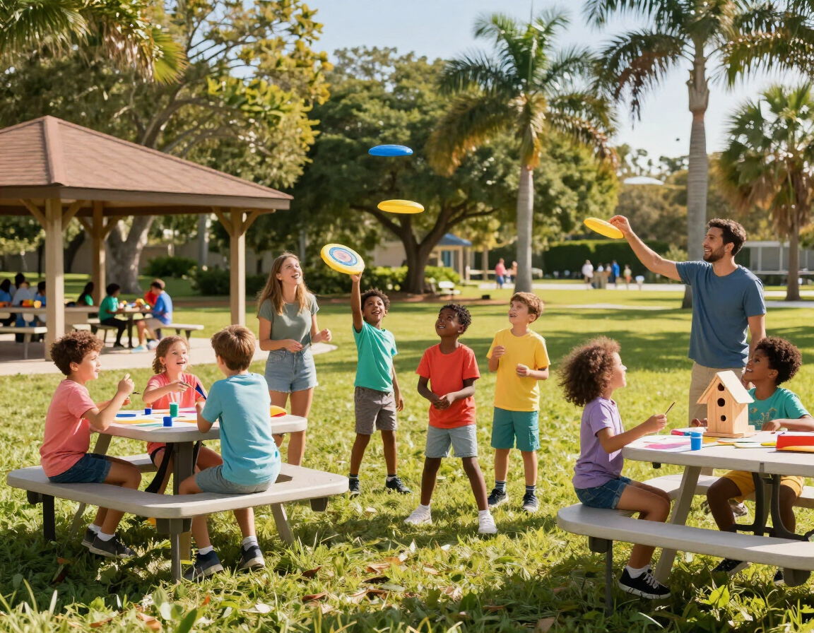 Kids participating in family activities and outdoor play days at Gatherpoint Ave Maria