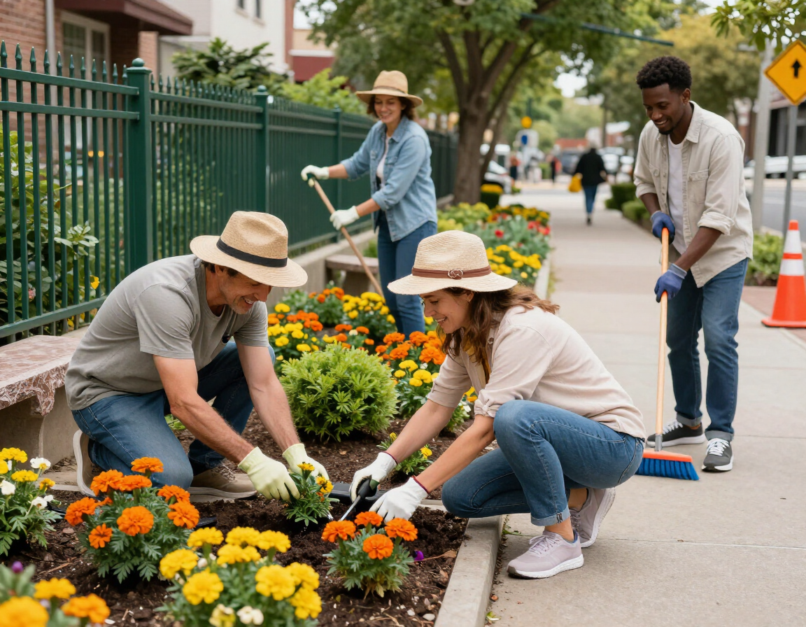 Gatherpoint residents volunteering together on a community improvement day