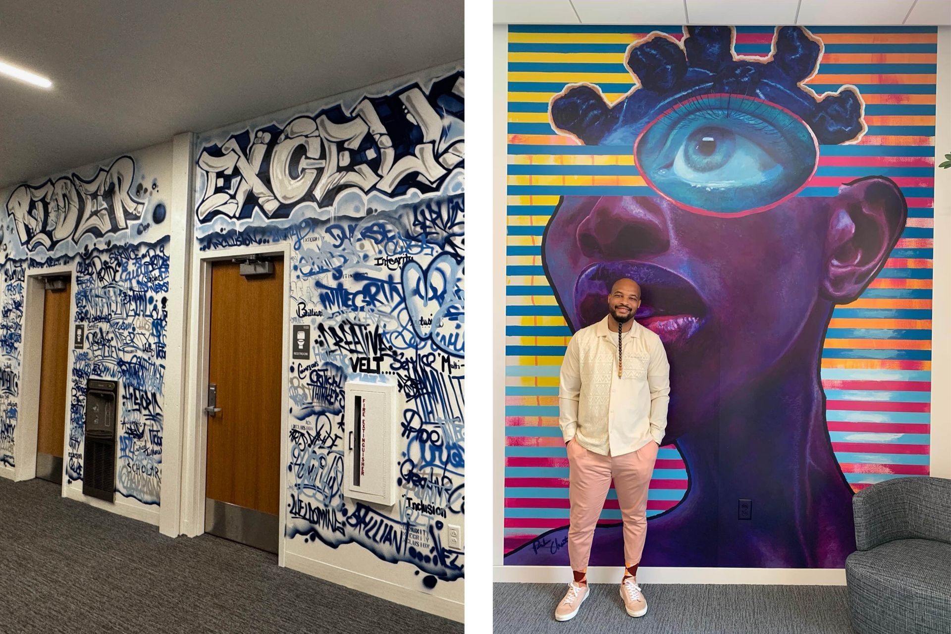 Graffiti mural by ASPHATE & Woman by Reuben Cheatem