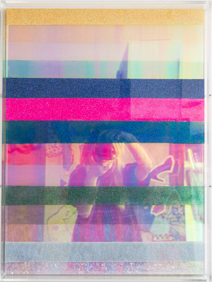 Kristi Kohut mirror and glitter striped artwork