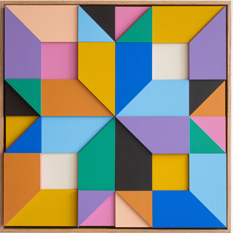 Angie Quintanilla Coates bold geometric work on wood