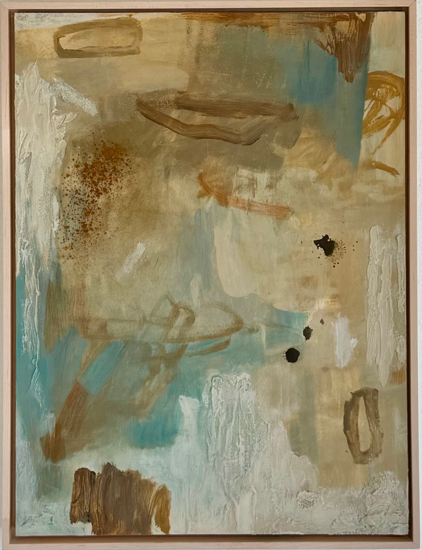 Kristen Abbott abstract khaki and teal painting