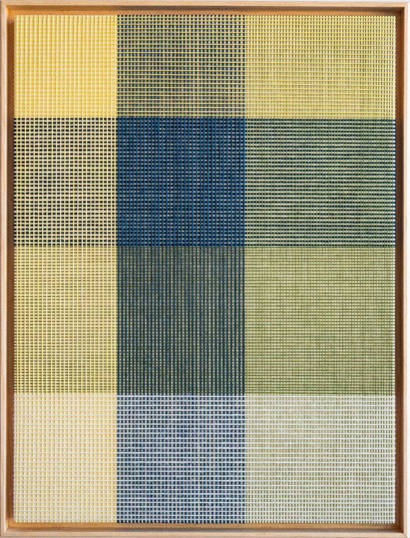 Anna Beurskens textural wrapped panel with yarn