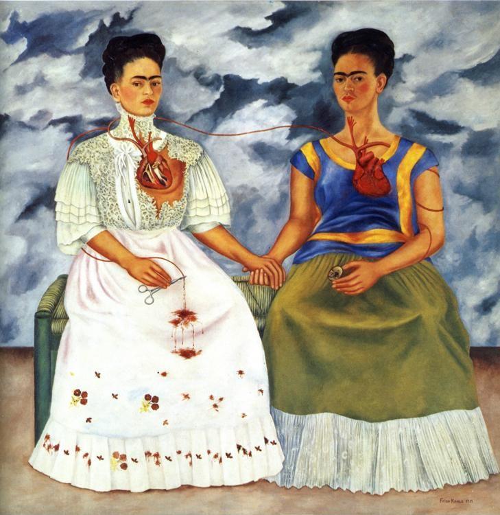 The Two Fridas, Frida Kahlo, Oil on canvas, 1939 Museo de Arte Moderno, Mexico City, Mexico