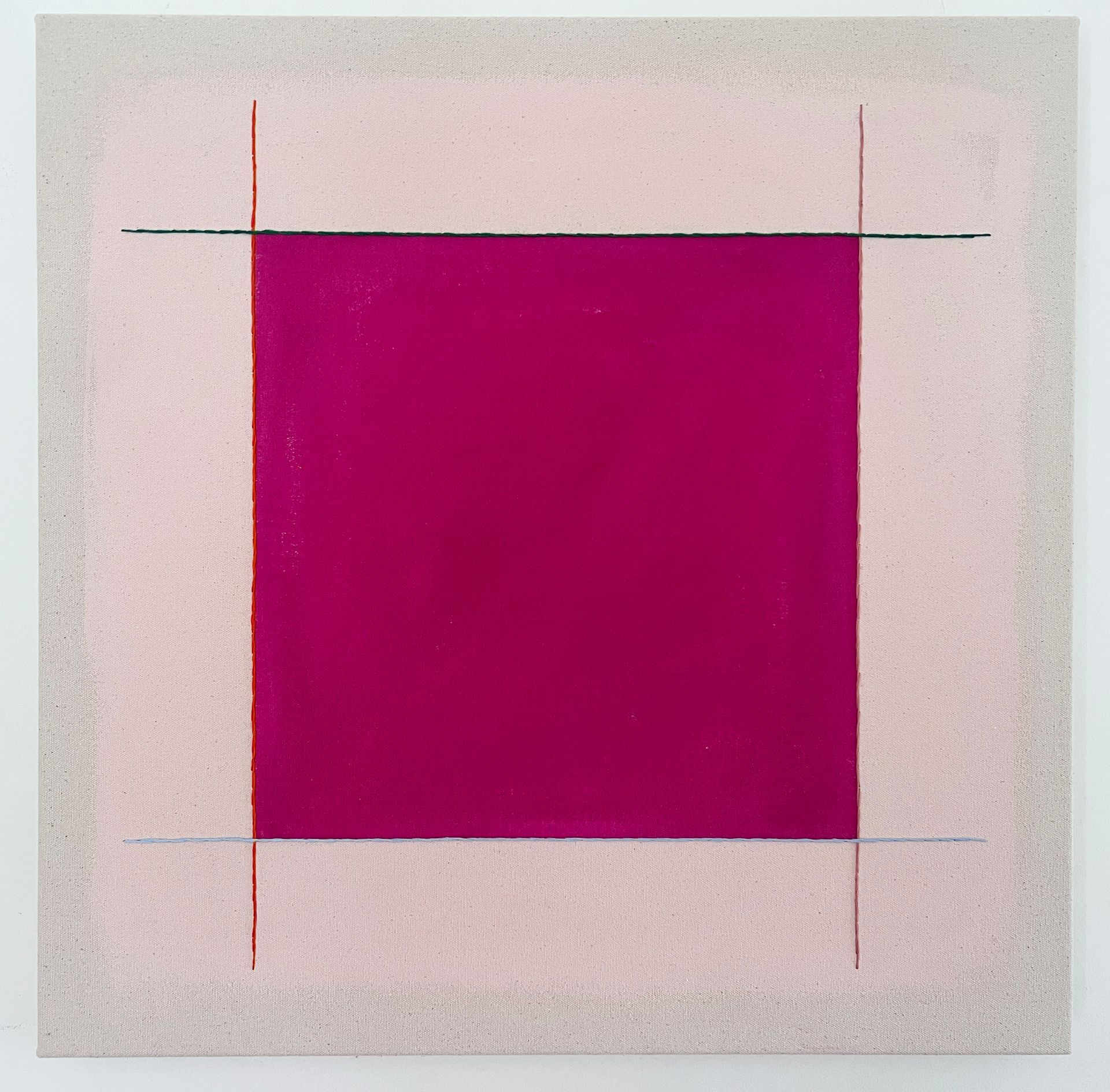 Emily Keating Snyder grid painting with embroidery