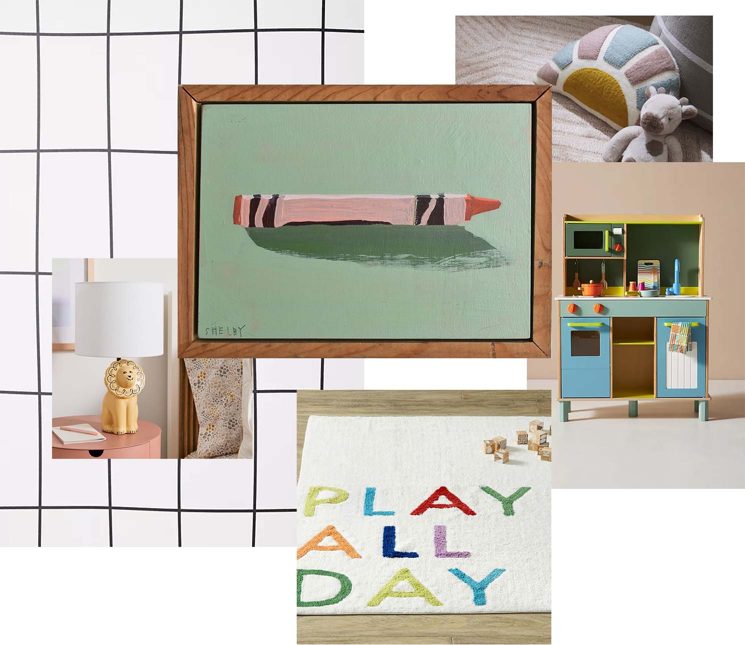 Playroom mood board featuring Shelby Monteverde, Sage for Days, 2021