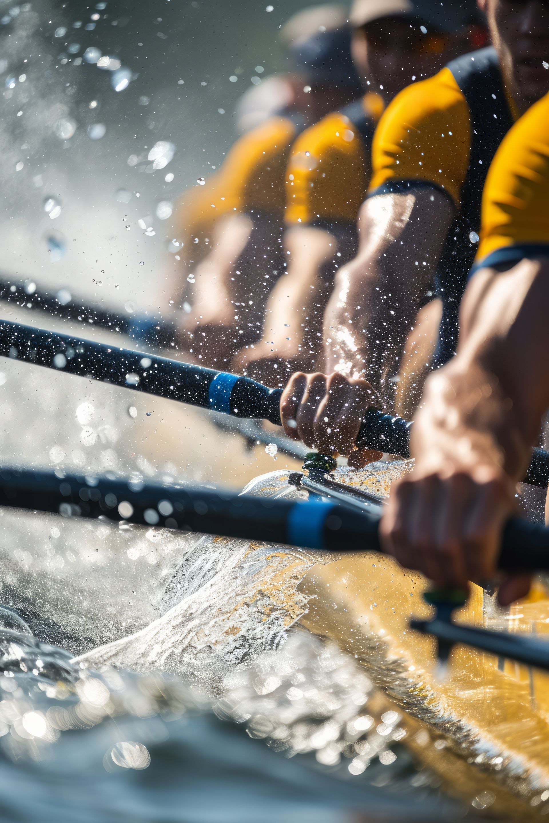 Motivated rowers, collaborating to row in sync.