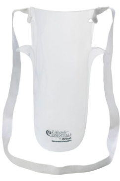 White reusable shopping bag with long straps on a plain background