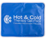 Blue Hot & Cold Therapy Gel Pack with white text and snowflake icon on the label