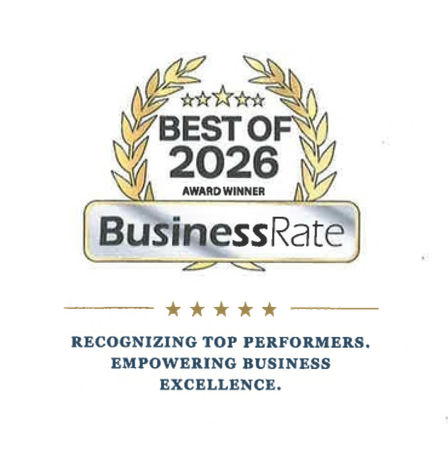 BusinessRate Best of 2026 Award Winner badge with gold laurel wreath and excellence tagline BusinessRate Best of 2026 Award Winner badge with gold laurel wreath and excellence tagline