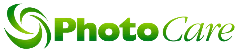 The photocare logo is green and white on a white background.