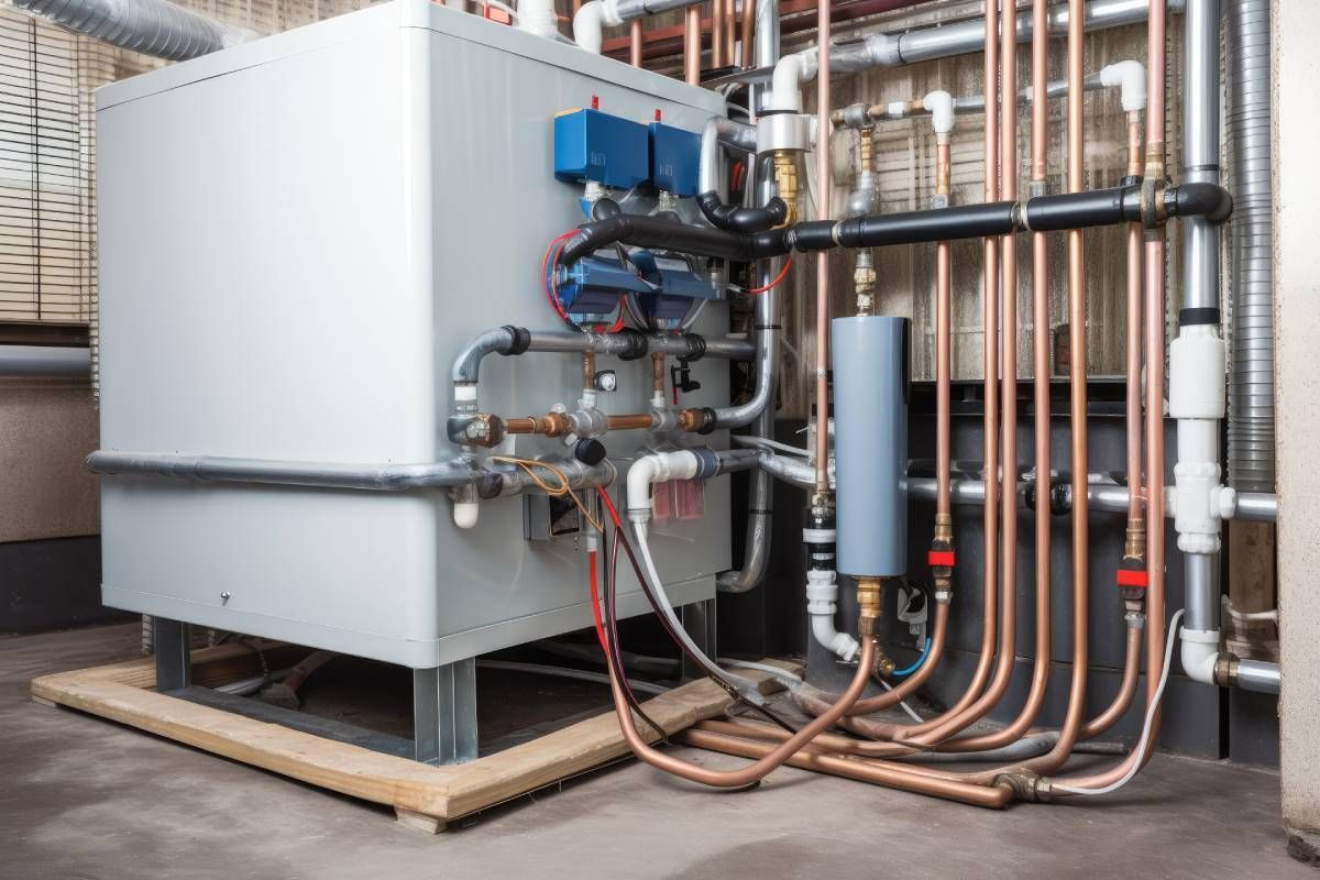 A geothermal heat pump inside a building near Lexington, Kentucky (KY)