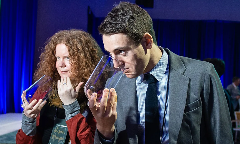 Elie Dolgin, PHD, Science Journalist, smelling perfume