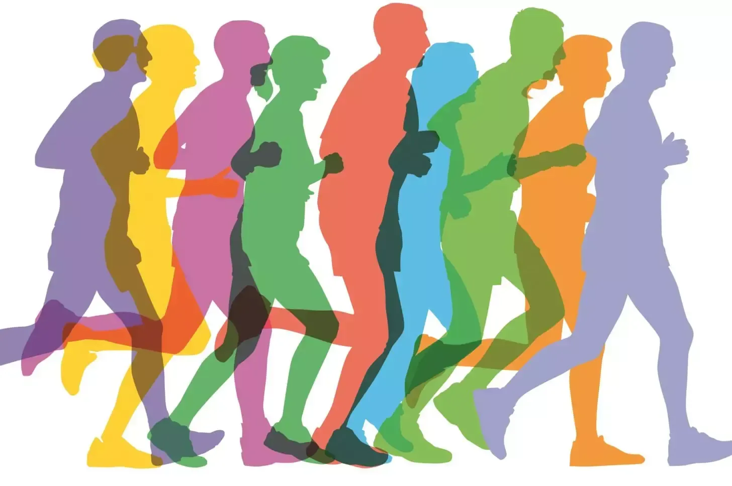 Silhouettes of runners.