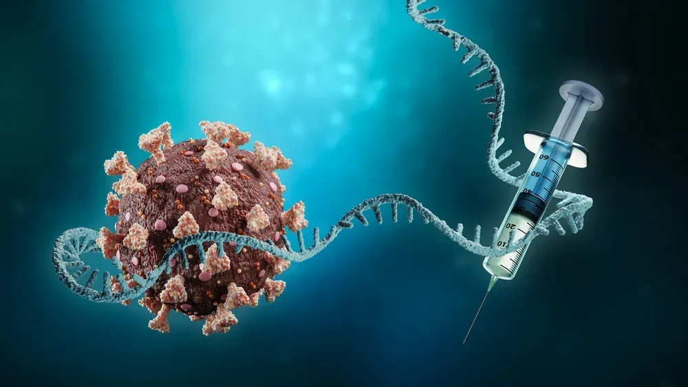 RNA vaccine, syringe and SARS-CoV-2