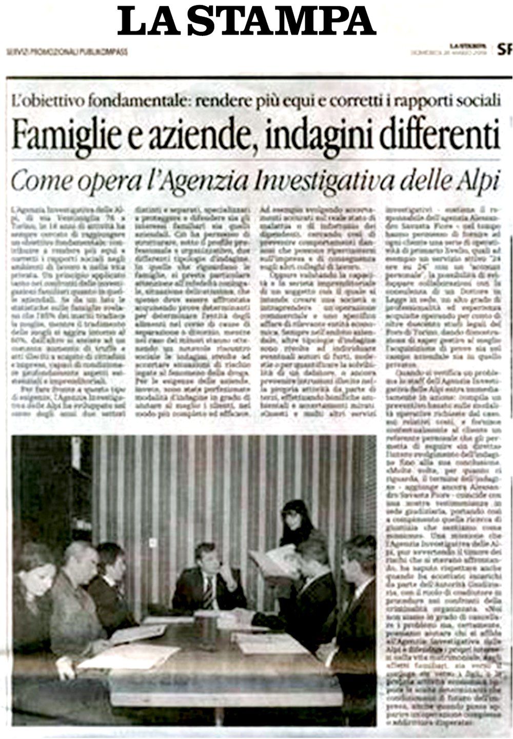 Articolo di Giornale - Agenzia Investigativa Torino