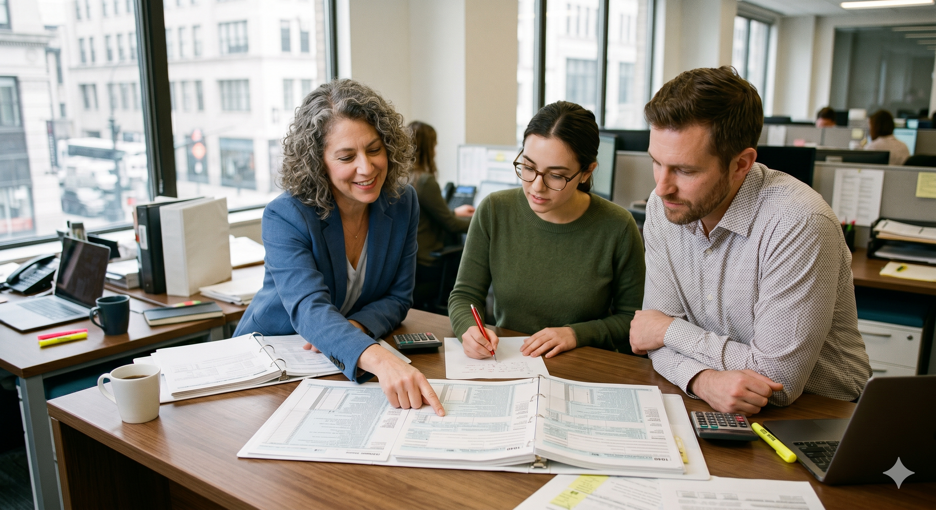 A team of tax professionals conducting an Oracle Tax Reporting Cloud application health check.