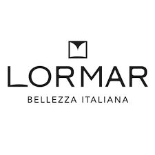 Logo di Lormar, marchio italiano di lingerie; testo nero, icona M stilizzata sopra,
