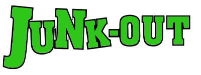 Green &ldquo;Junk-Out&rdquo; logo text in a playful, bold font on a white background