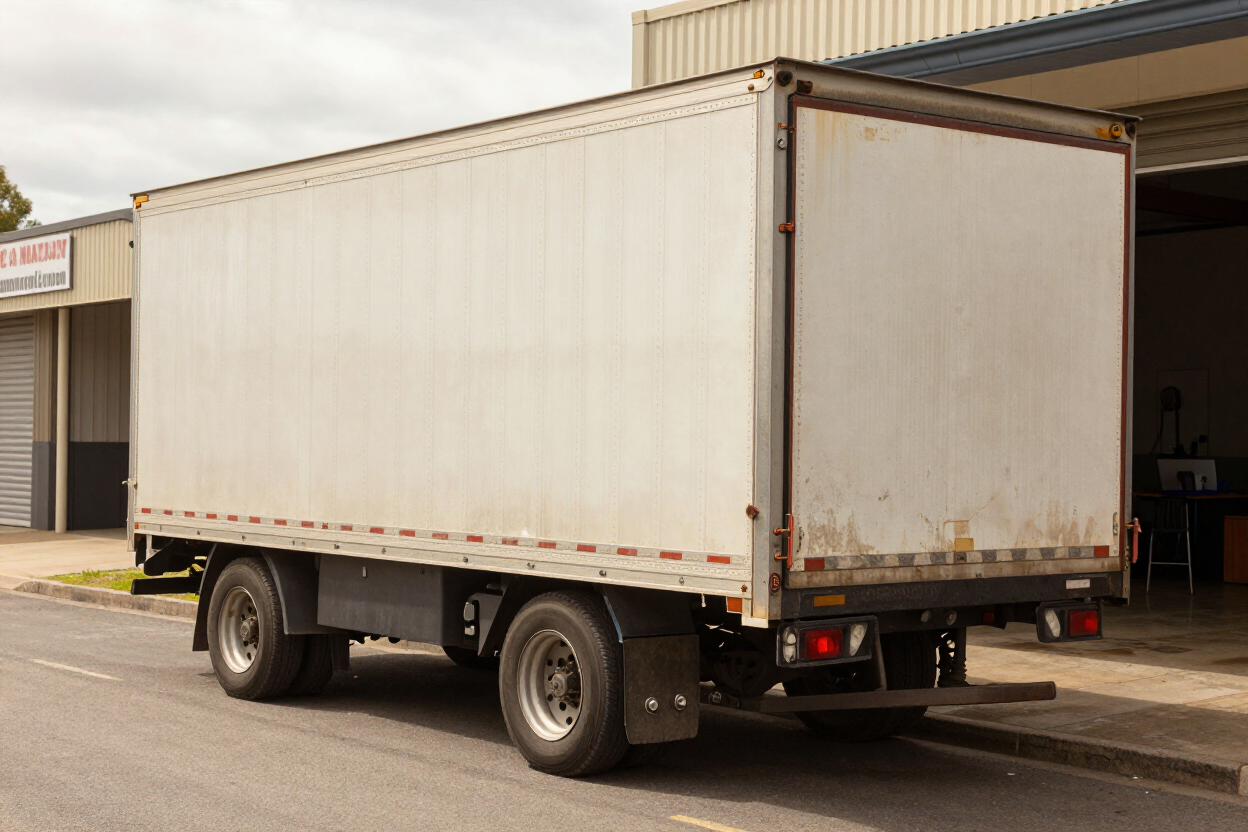 Trailer with visible suspension issue on a Melbourne street