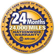 NAPA 24 months 24,000 miles nationwide warranty at Jack's Tune Up & Alignment in Belton, MO