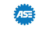 a blue gear with the word ase on it