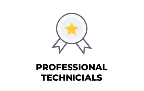 a logo for professional technicians with a yellow star in a circle