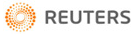 Reuters logo in black text beside an orange dotted circular icon on a white background