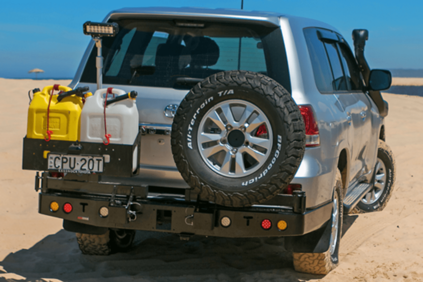 Touring 4x4 rear bar with spare wheel and jerry can carrier