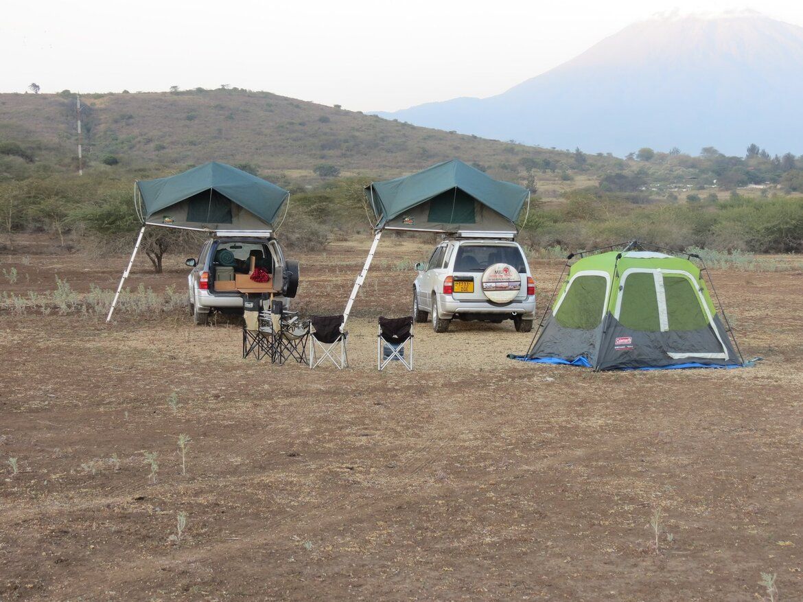 4x4 touring setup with rooftop tents and camping gear