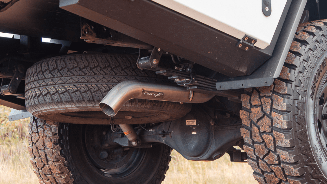 Torqit exhaust system installed on modified 4WD vehicle