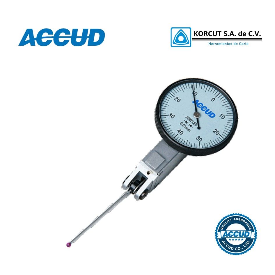 Indicador de Pestaña Horizontal Palpador Largo, 0.8mm, Graduación 0.01mm, Escala 0-40-0.