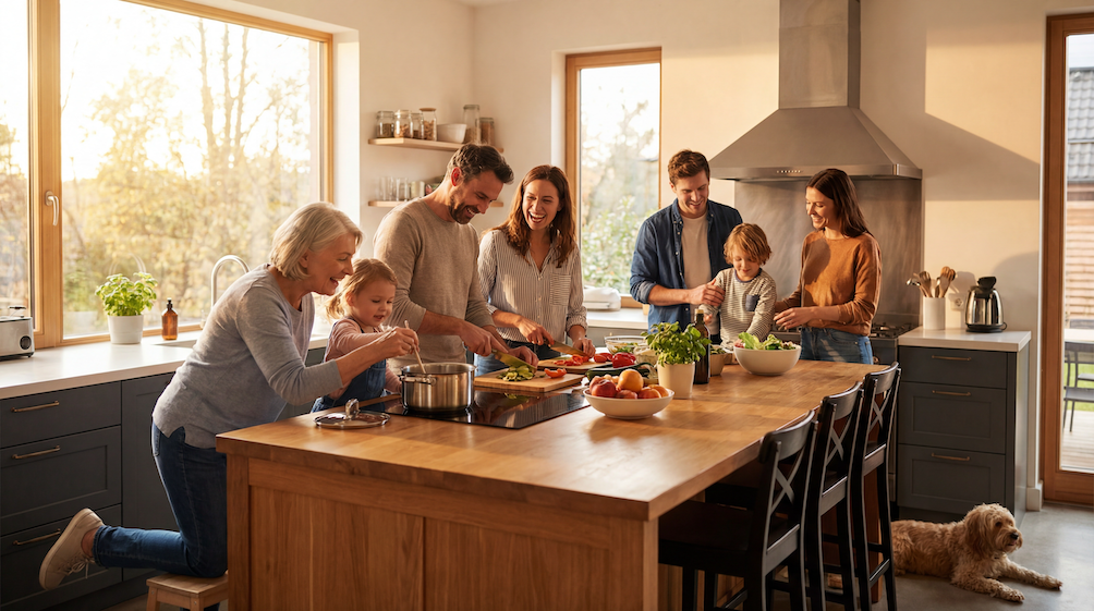Family cooking in the kitchen 
