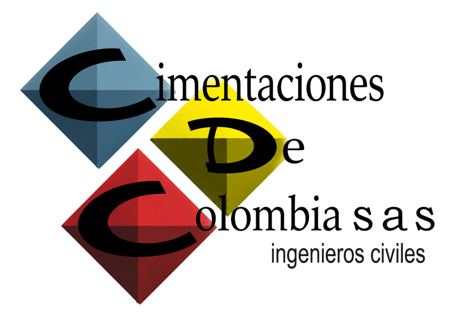 Logo de Cimentaciones de Colombia SAS con figuras geométricas azul, amarilla y roja; “ingenieros civiles” debajo