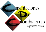 Logo for Cimentaciones de Colombia S.A.S., with colorful geometric shapes and the text “ingenieros civiles”