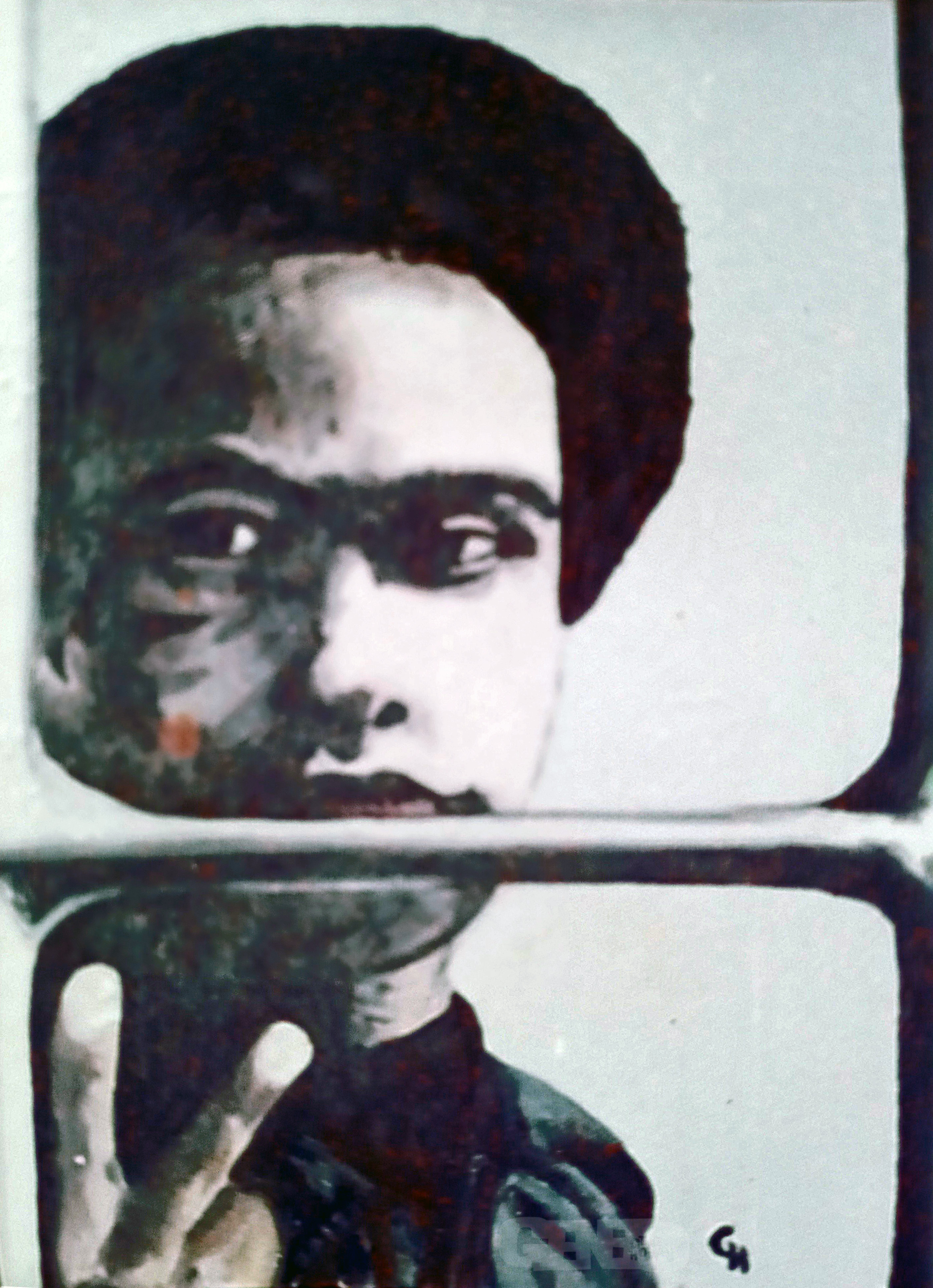 Huey Newton
Prison: Where is thy victory?
oil on canvas board
18x24
1970
Collection of Artist   my first oil painting